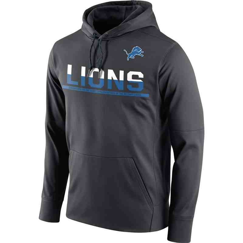 Men's Detroit Lions Nike Anthracite Sideline Circuit Pullover Performance Hoodie