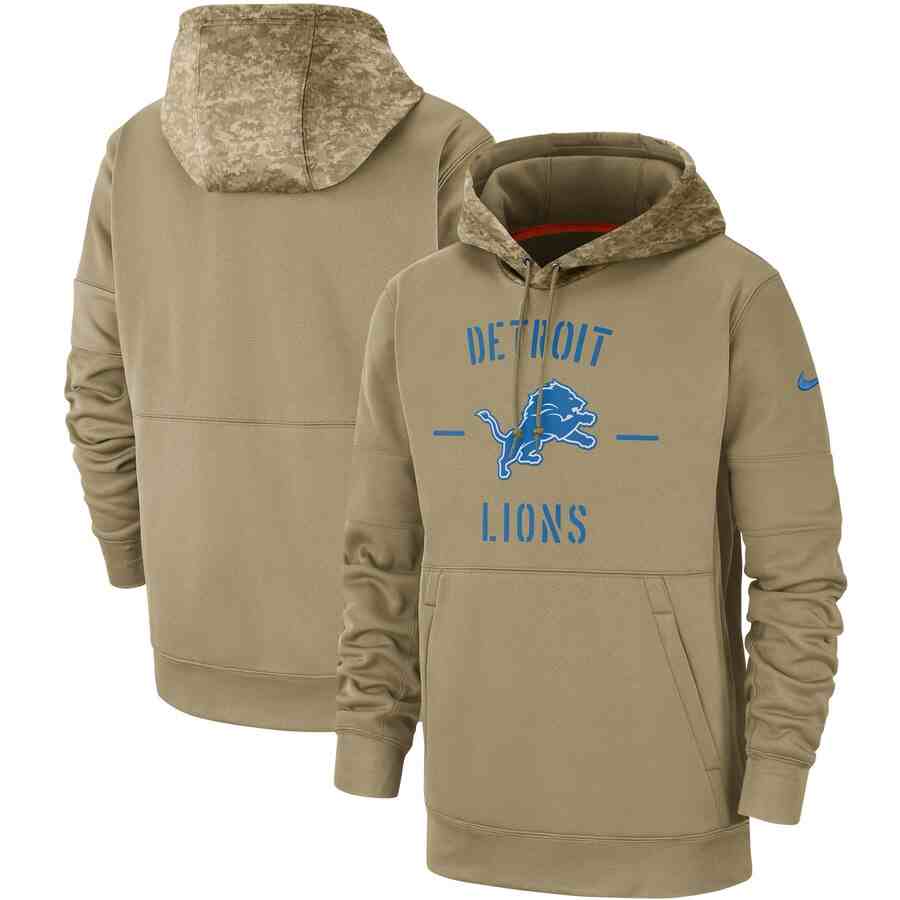 Men's Detroit Lions Nike Camo 2019 Salute To Service Therma Performance Pullover Hoodie