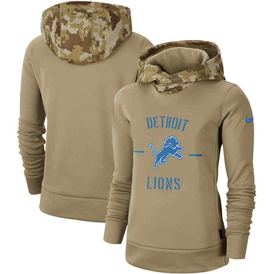 Women's Detroit Lions Nike Camo 2019 Salute To Service Therma Performance Pullover Hoodie