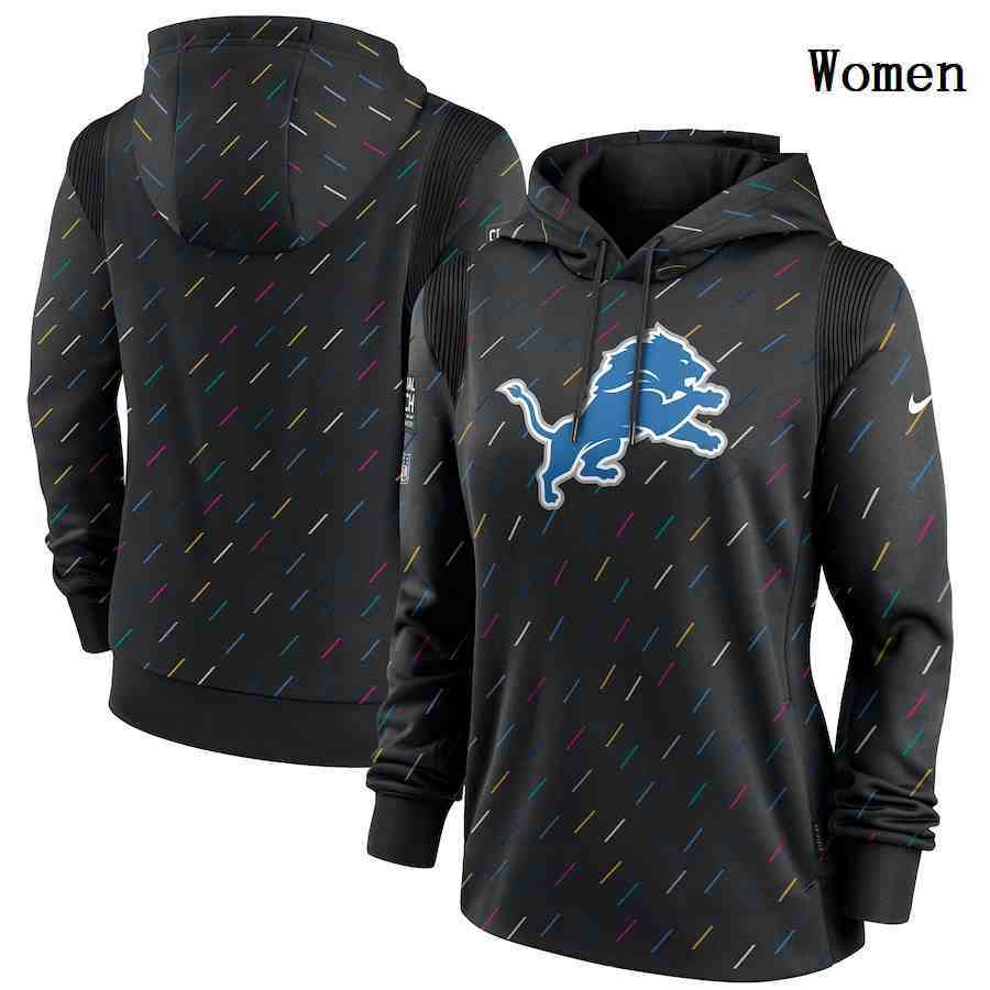 Women's Detroit Lions Nike Charcoal 2021 NFL Crucial Catch Therma Pullover Hoodie