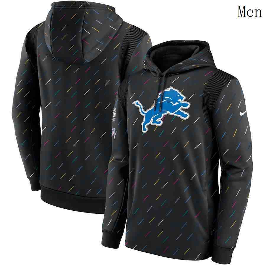 Men Detroit Lions Nike Charcoal 2021 NFL Crucial Catch Therma Pullover Hoodie