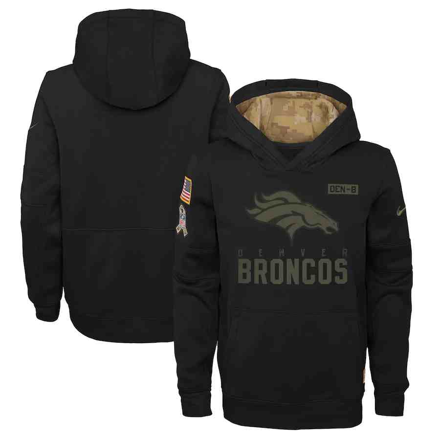Men's Denver Broncos Nike Camo 2020 Salute To Service Therma Performance Pullover Hoodie