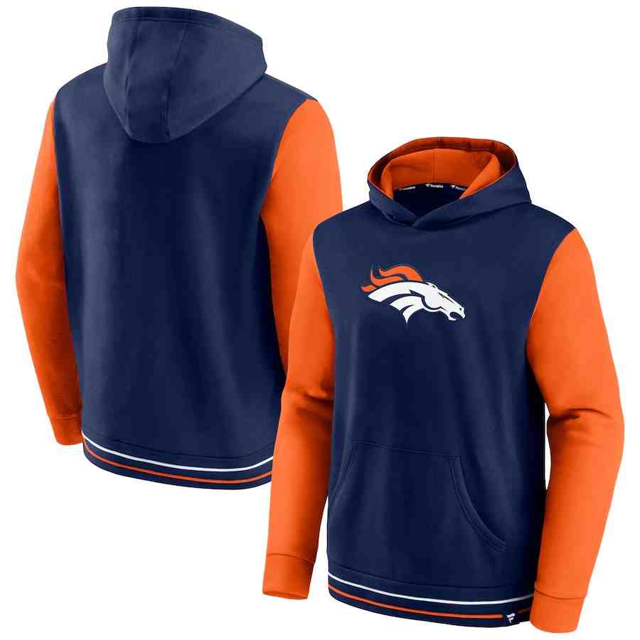 Denver Broncos Fanatics Branded Block Party Pullover Hoodie - Navy&Orange
