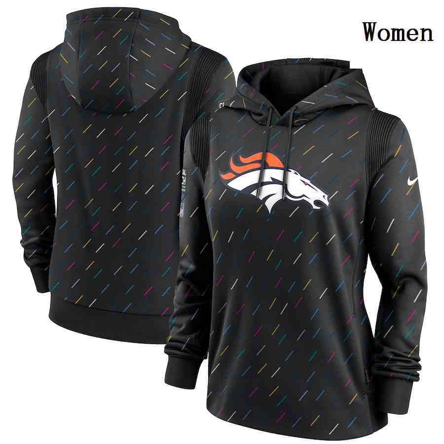 Women's Denver Broncos Nike Charcoal 2021 NFL Crucial Catch Therma Pullover Hoodie