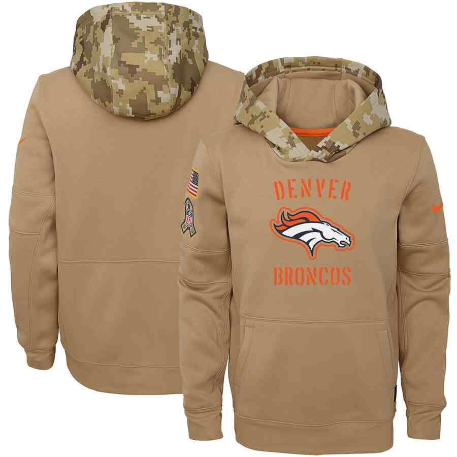 Youth Denver Broncos Nike Camo 2019 Salute To Service Therma Performance Pullover Hoodie