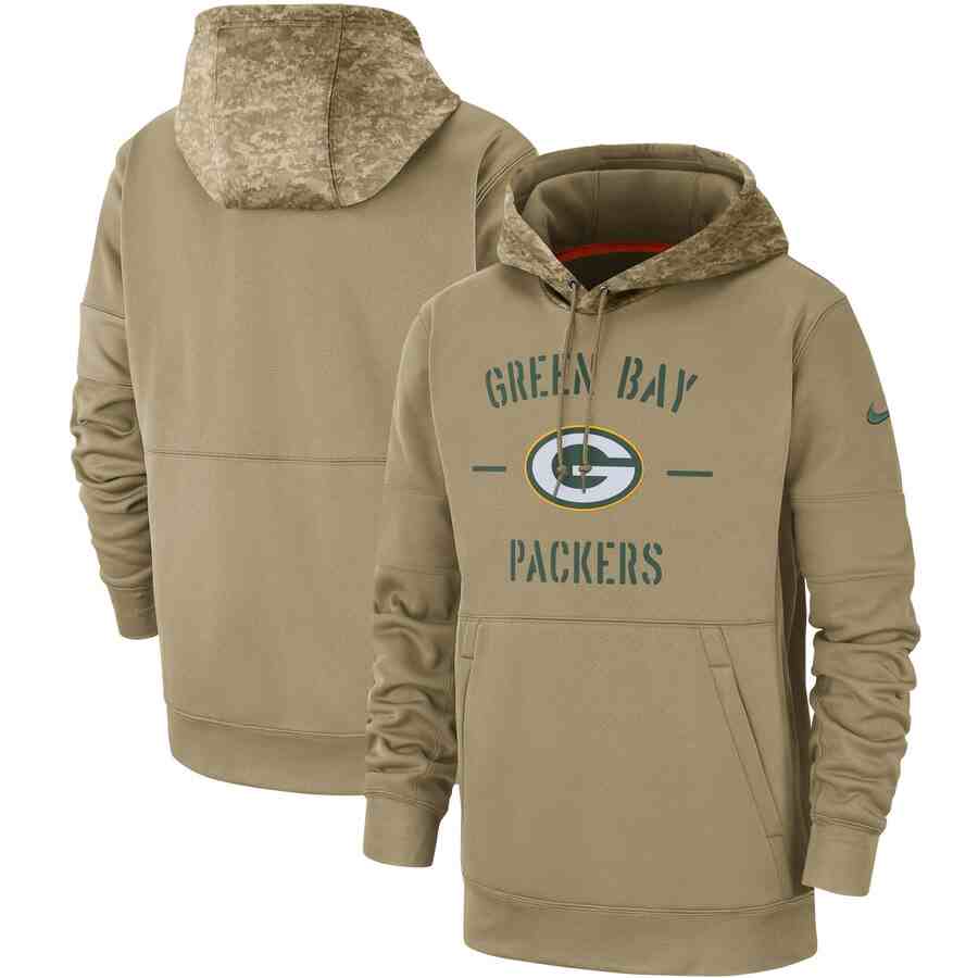 Men's Green Bay Packers Nike Camo 2019 Salute To Service Therma Performance Pullover Hoodie