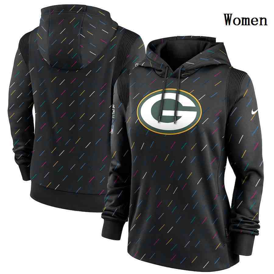 Women's Green Bay Packers Nike Charcoal 2021 NFL Crucial Catch Therma Pullover Hoodie