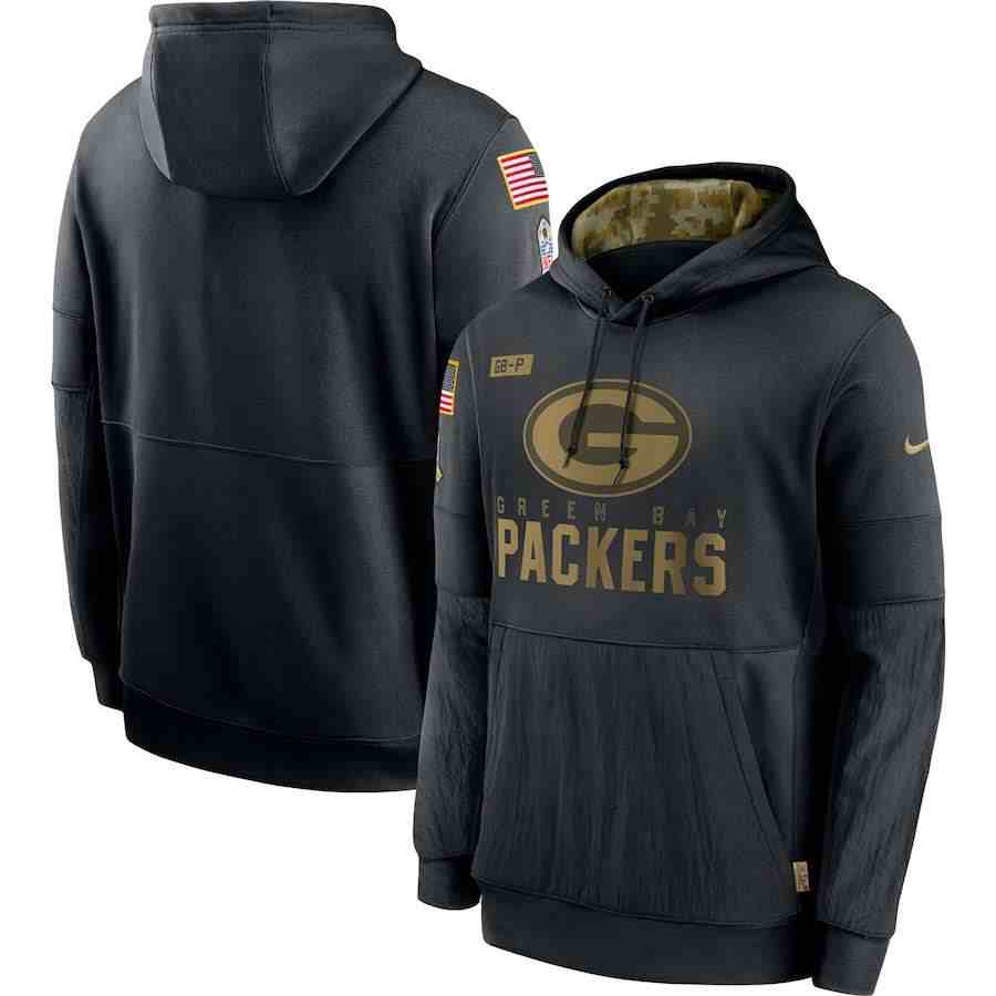 Men's Green Bay Packers Nike Camo 2020 Salute To Service Therma Performance Pullover Hoodie