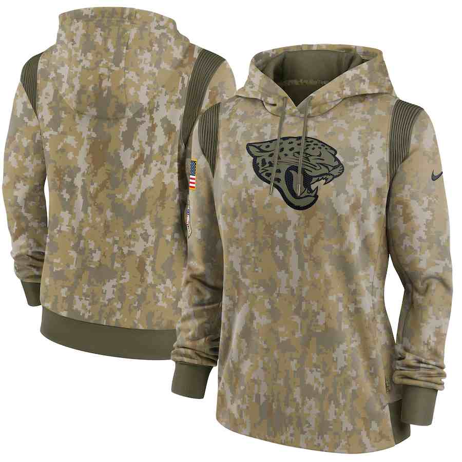 Women's Jacksonville Jaguars Nike Camo 2021 Salute To Service Therma Performance Pullover Hoodie