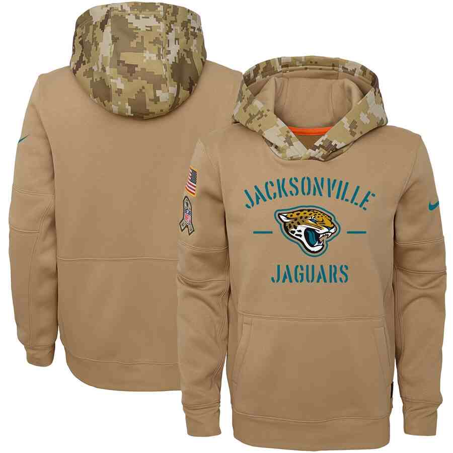 Youth Jacksonville Jaguars Nike Camo 2019 Salute To Service Therma Performance Pullover Hoodie