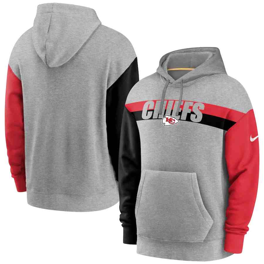 Nike Kansas City Chiefs Heathered Gray Fan Gear Heritage Tri-Blend Pullover Hoodie