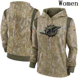 Women's Miami Dolphins Nike Camo 2021 Salute To Service Therma Performance Pullover Hoodie