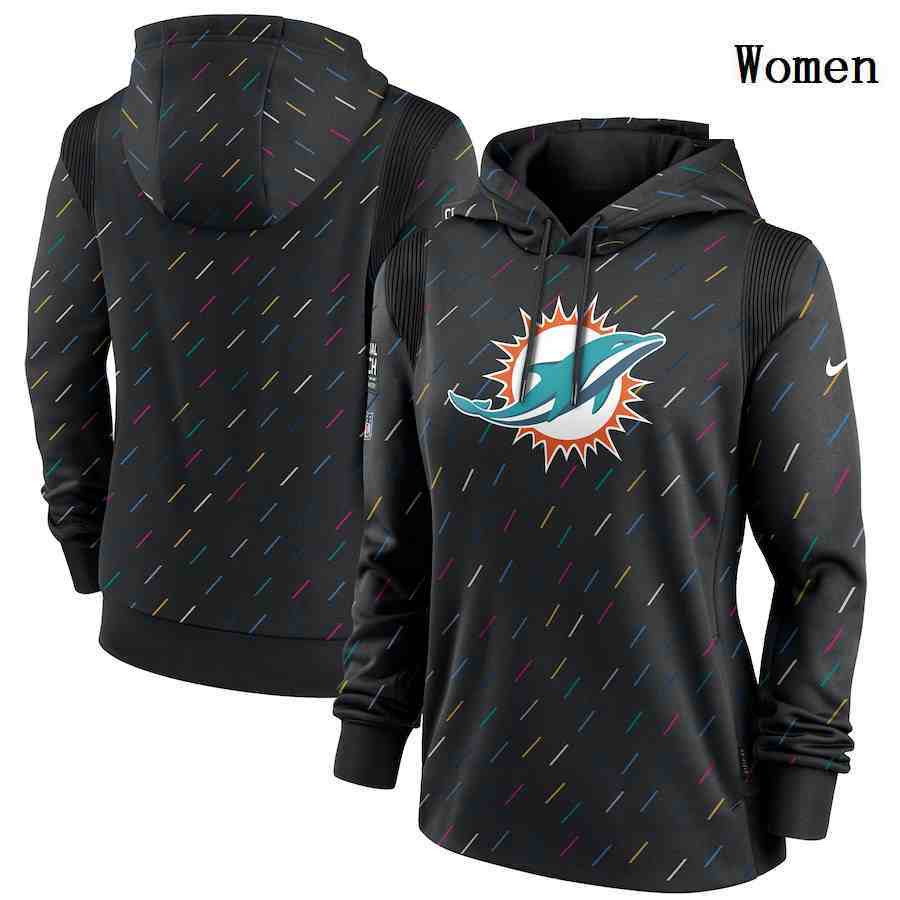 Women's Miami Dolphins Nike Charcoal 2021 NFL Crucial Catch Therma Pullover Hoodie