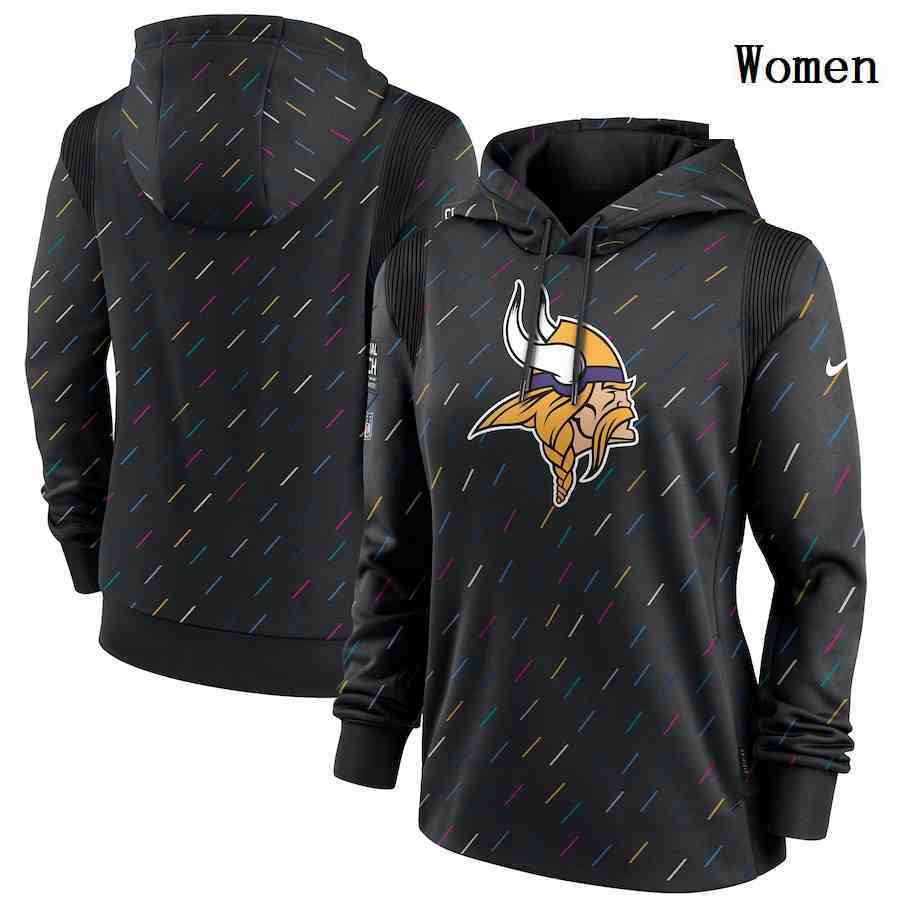 Women's Minnesota Vikings Nike Charcoal 2021 NFL Crucial Catch Therma Pullover Hoodie