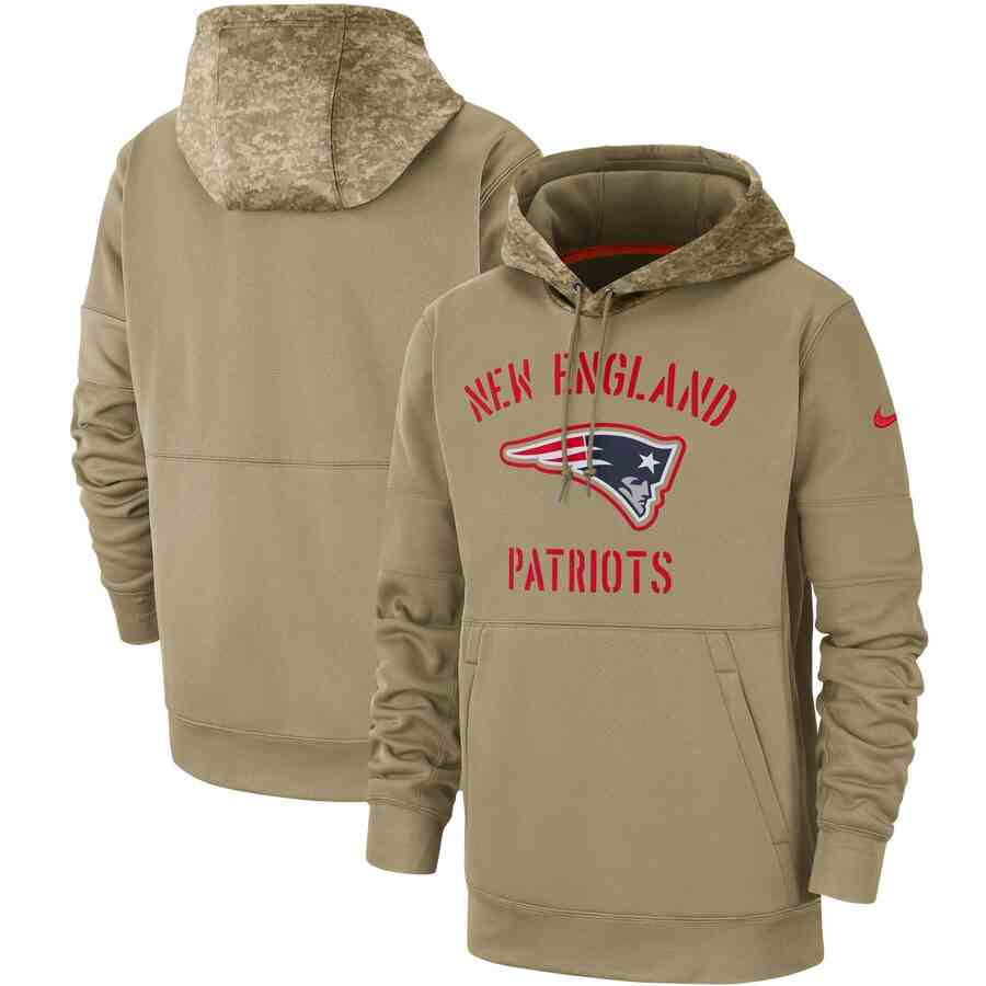 Men's New England Patriots Nike Camo 2019 Salute To Service Therma Performance Pullover Hoodie