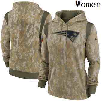 Women's New England Patriots Nike Camo 2021 Salute To Service Therma Performance Pullover Hoodie