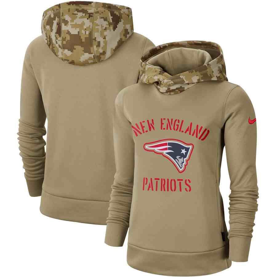 Women's New England Patriots Nike Camo 2019 Salute To Service Therma Performance Pullover Hoodie