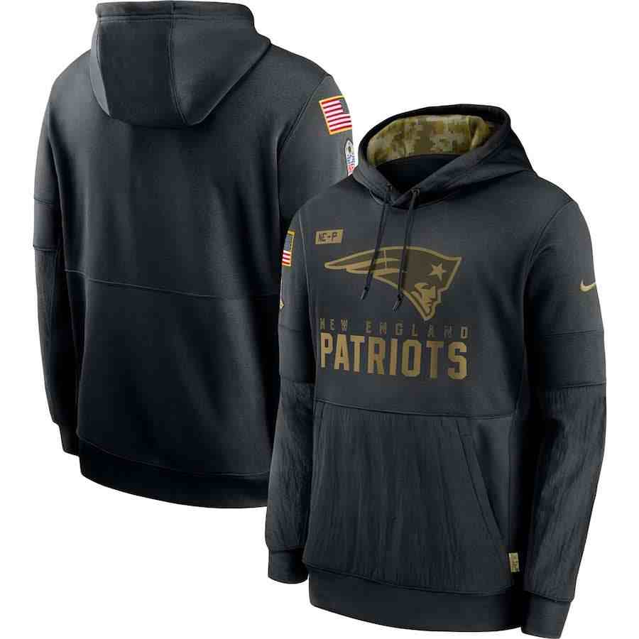 Men's New England Patriots Nike Camo 2020 Salute To Service Therma Performance Pullover Hoodie