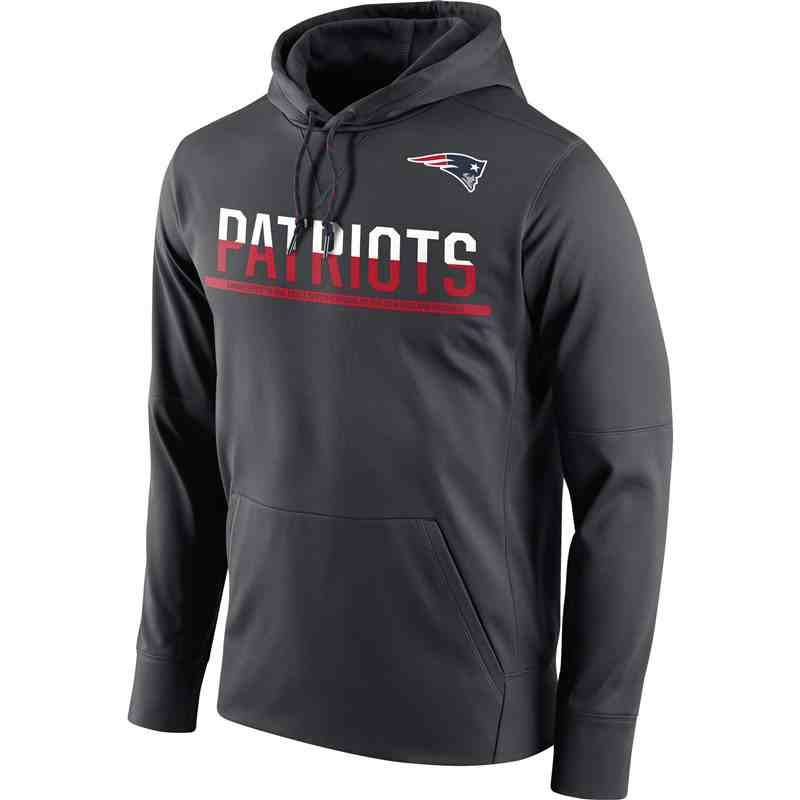 Men's New England Patriots Nike Anthracite Sideline Circuit Pullover Performance Hoodie