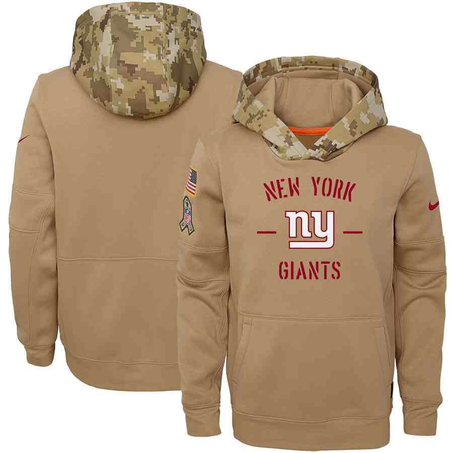 Youth New York Giants Nike Camo 2019 Salute To Service Therma Performance Pullover Hoodie