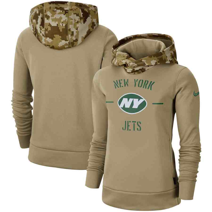 Women's New York Jets Nike Camo 2019 Salute To Service Therma Performance Pullover Hoodie