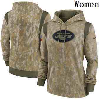Women's New York Jets Nike Camo 2021 Salute To Service Therma Performance Pullover Hoodie