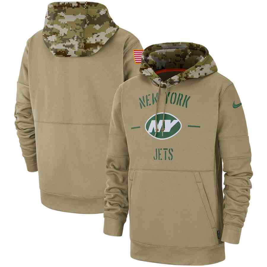 Men's New York Jets Nike Camo 2019 Salute To Service Therma Performance Pullover Hoodie