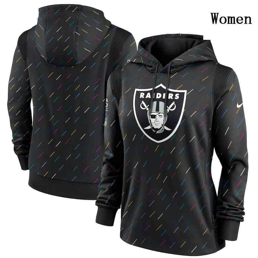 Women's Las Vegas Raiders Nike Charcoal 2021 NFL Crucial Catch Therma Pullover Hoodie