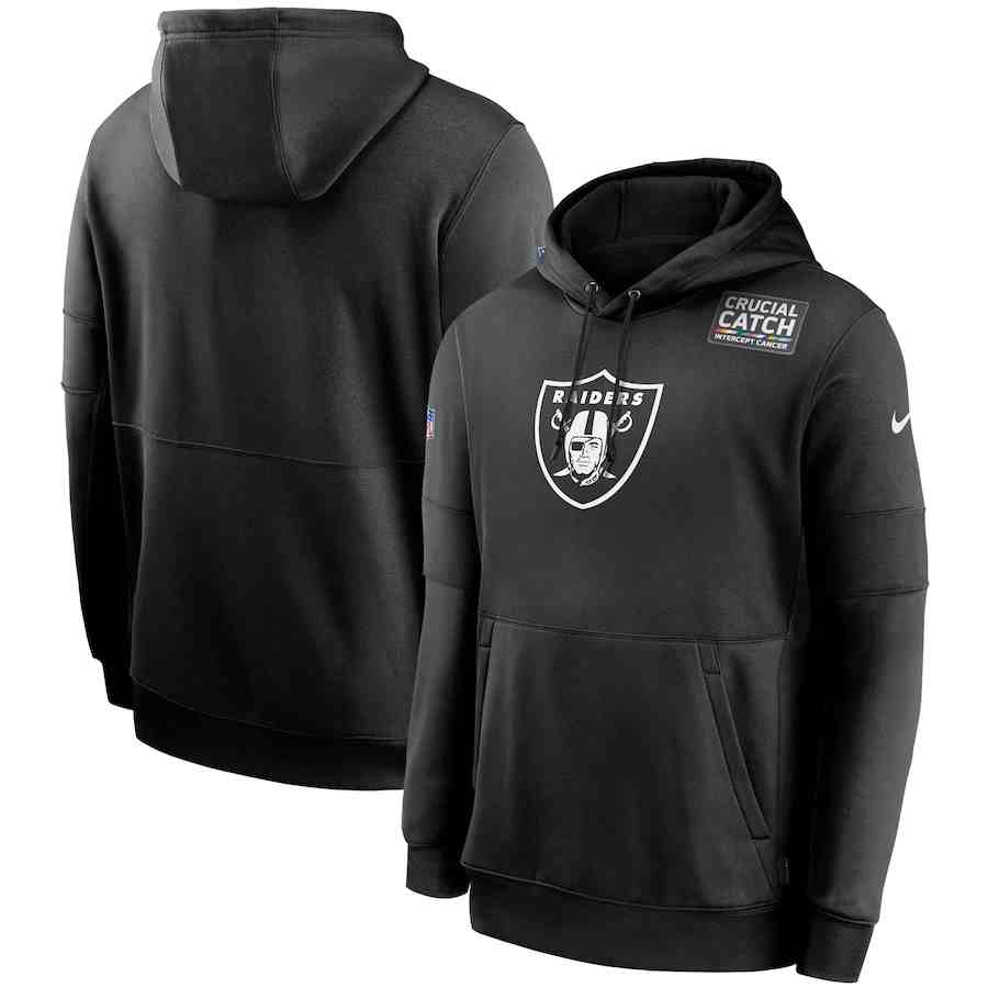 Men's Oakland Raiders 2020 Nike Crucial Catch Sideline Performance Pullover Hoodie