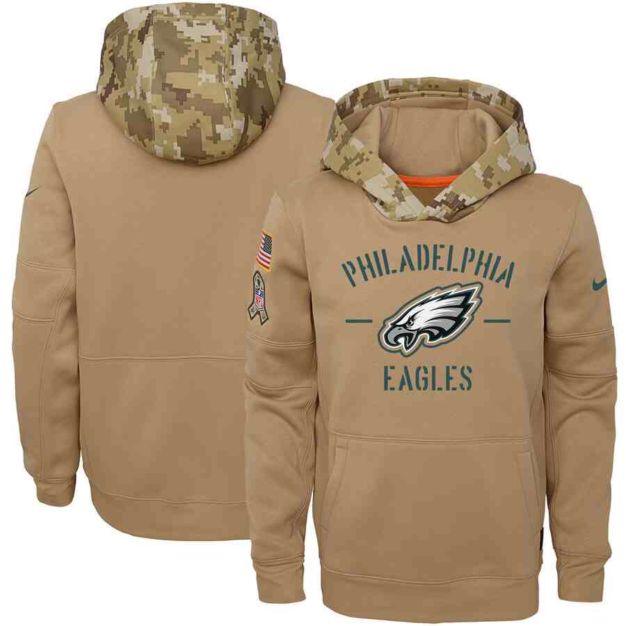 Youth Philadelphia Eagles Nike Camo 2019 Salute To Service Therma Performance Pullover Hoodie