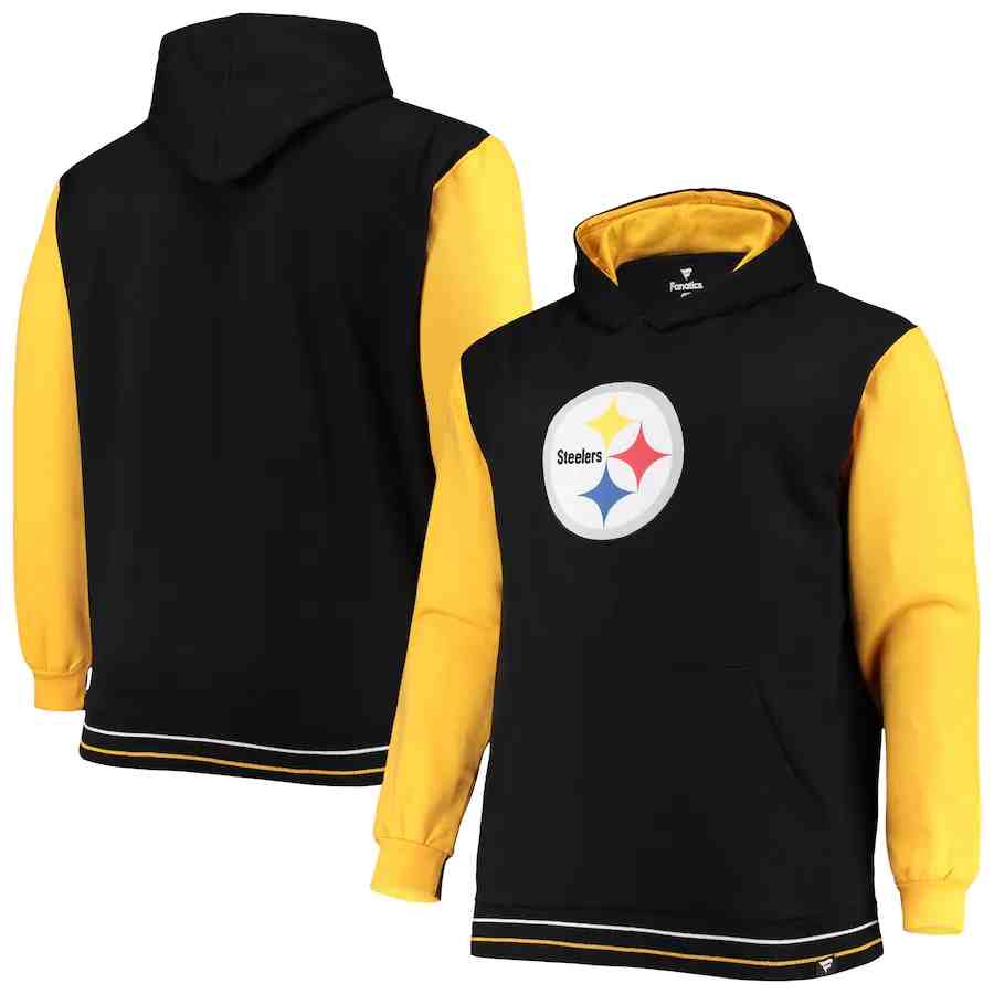 Pittsburgh Steelers Fanatics Branded Big & Tall Block Party Pullover Hoodie - Black&Gold.