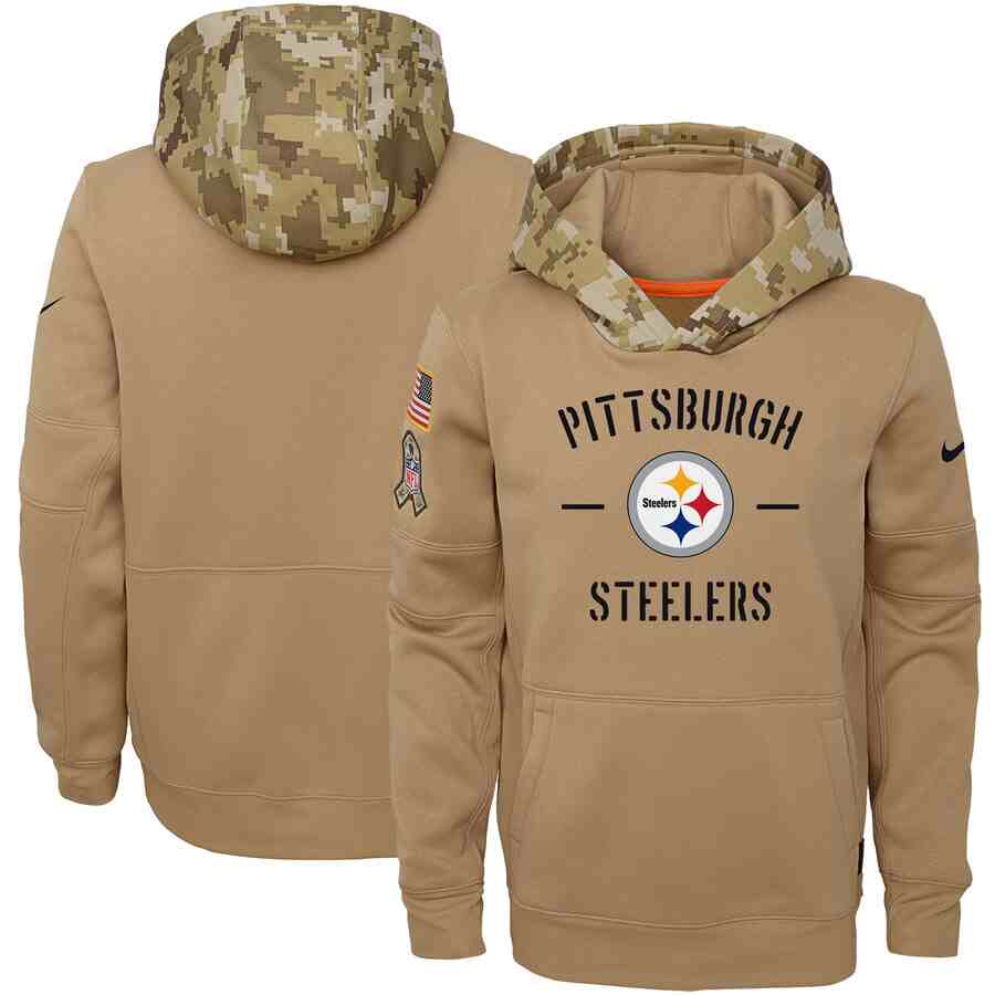 Youth Pittsburgh Steelers Nike Camo 2019 Salute To Service Therma Performance Pullover Hoodie
