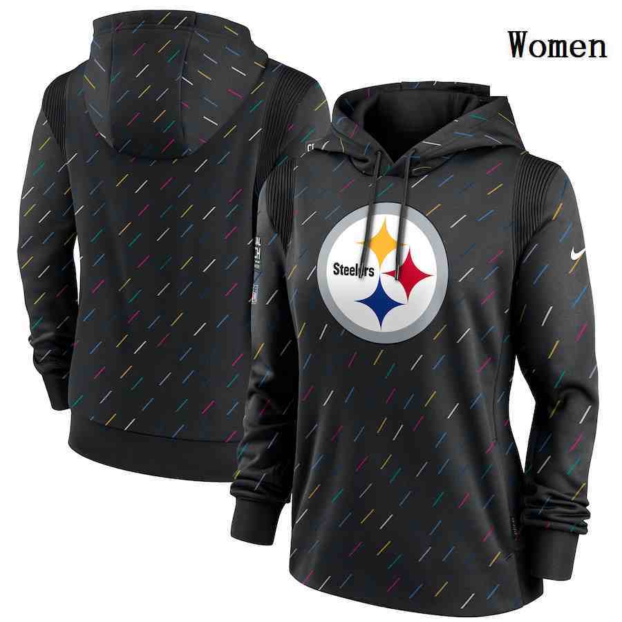 Women's Pittsburgh Steelers Nike Charcoal 2021 NFL Crucial Catch Therma Pullover Hoodie
