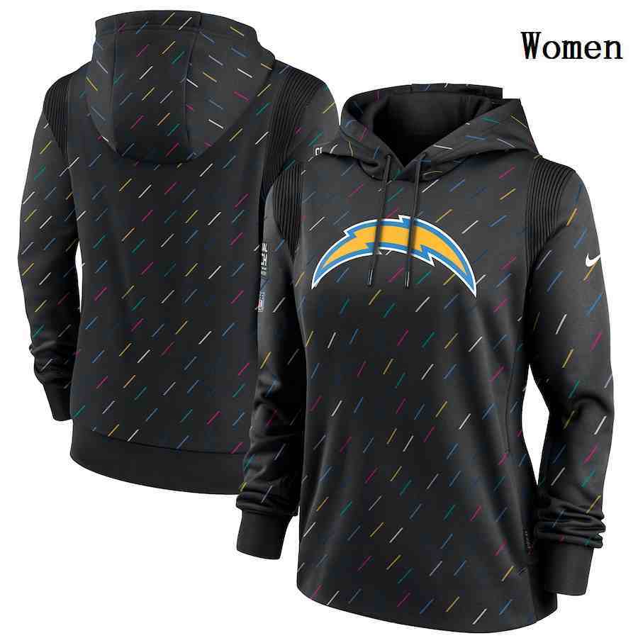Women's Los Angeles Chargers Nike Charcoal 2021 NFL Crucial Catch Therma Pullover Hoodie