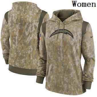 Women's Los Angeles Chargers Nike Camo 2021 Salute To Service Therma Performance Pullover Hoodie