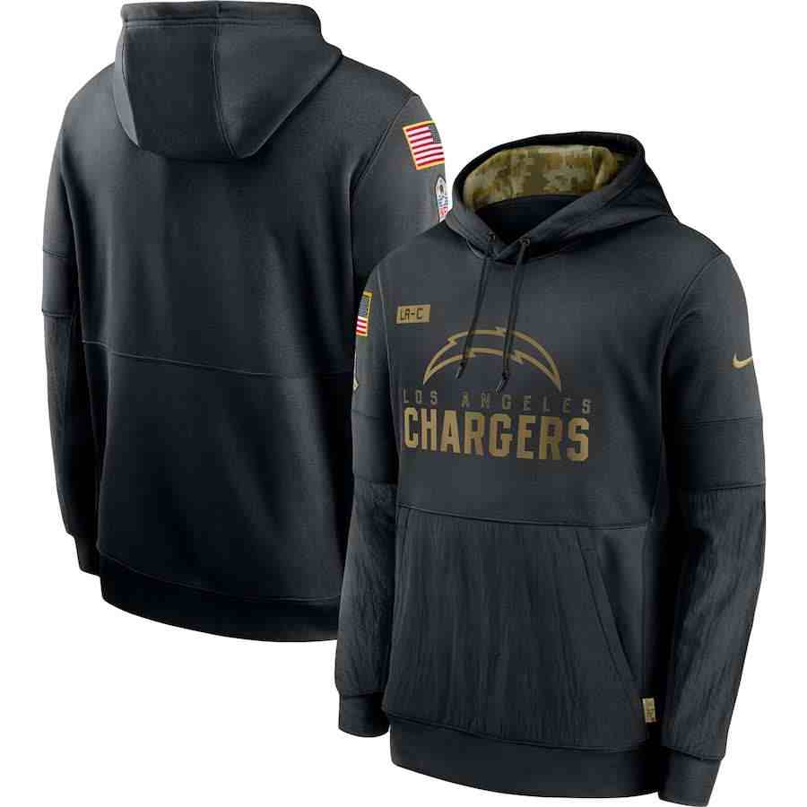 Men's Los Angeles Chargers Nike Camo 2020 Salute To Service Therma Performance Pullover Hoodie