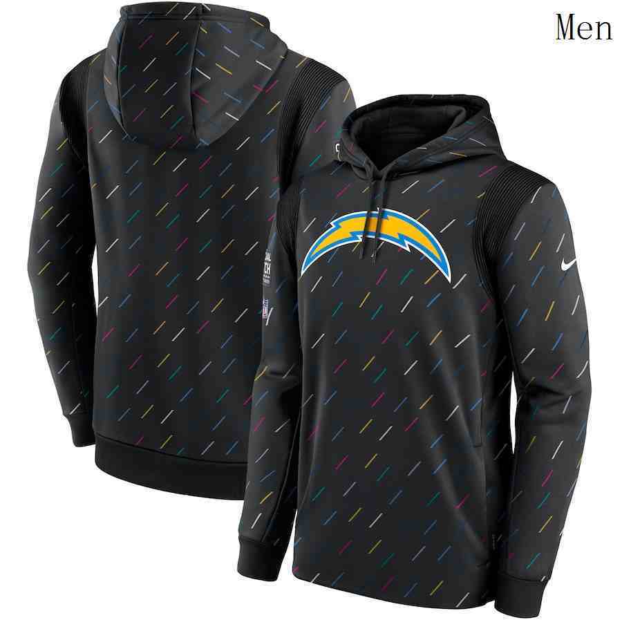 Men Los Angeles Chargers Nike Charcoal 2021 NFL Crucial Catch Therma Pullover Hoodie
