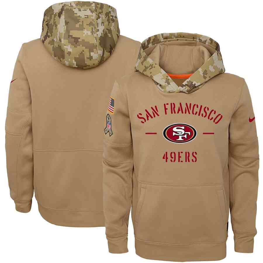 Youth San Francisco 49ers Nike Camo 2019 Salute To Service Therma Performance Pullover Hoodie