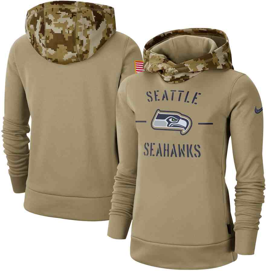 Women's Seattle Seahawks Nike Camo 2019 Salute To Service Therma Performance Pullover Hoodie