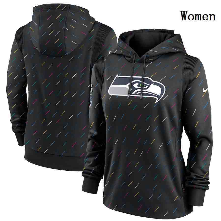 Women's Seattle Seahawks Nike Charcoal 2021 NFL Crucial Catch Therma Pullover Hoodie