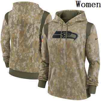Women's Seattle Seahawks Nike Camo 2021 Salute To Service Therma Performance Pullover Hoodie