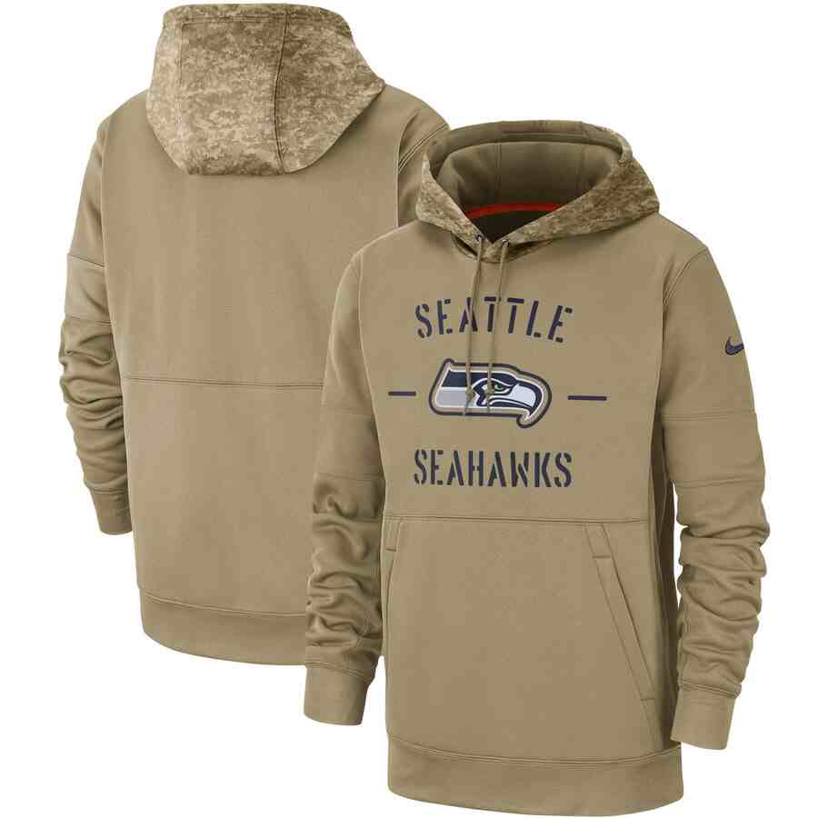 Men's Seattle Seahawks Nike Camo 2019 Salute To Service Therma Performance Pullover Hoodie