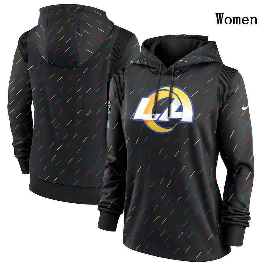 Women's Los Angeles Rams Nike Charcoal 2021 NFL Crucial Catch Therma Pullover Hoodie