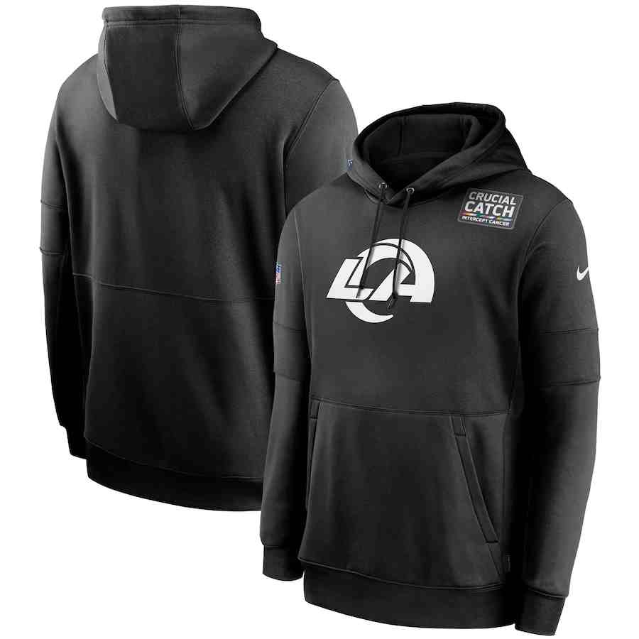 Men's Los Angeles Rams 2020 Nike Crucial Catch Sideline Performance Pullover Hoodie