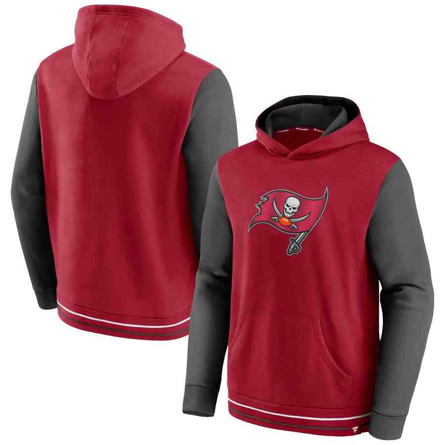 Tampa Bay Buccaneers Fanatics Branded Block Party Pullover Hoodie - Red&Pewter