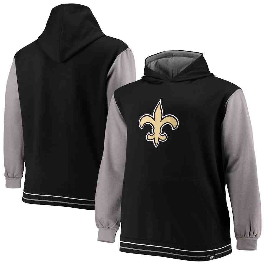 New Orleans Saints Fanatics Branded Big & Tall Block Party Pullover Hoodie - Black&Gray