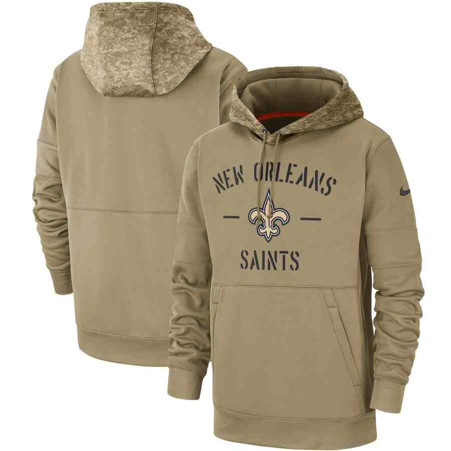 Men's New Orleans Saints Nike Camo 2019 Salute To Service Therma Performance Pullover Hoodie