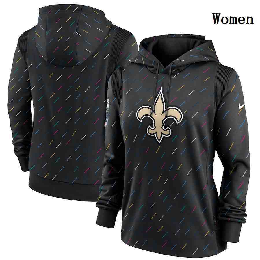 Women's New Orleans Saints Nike Charcoal 2021 NFL Crucial Catch Therma Pullover Hoodie