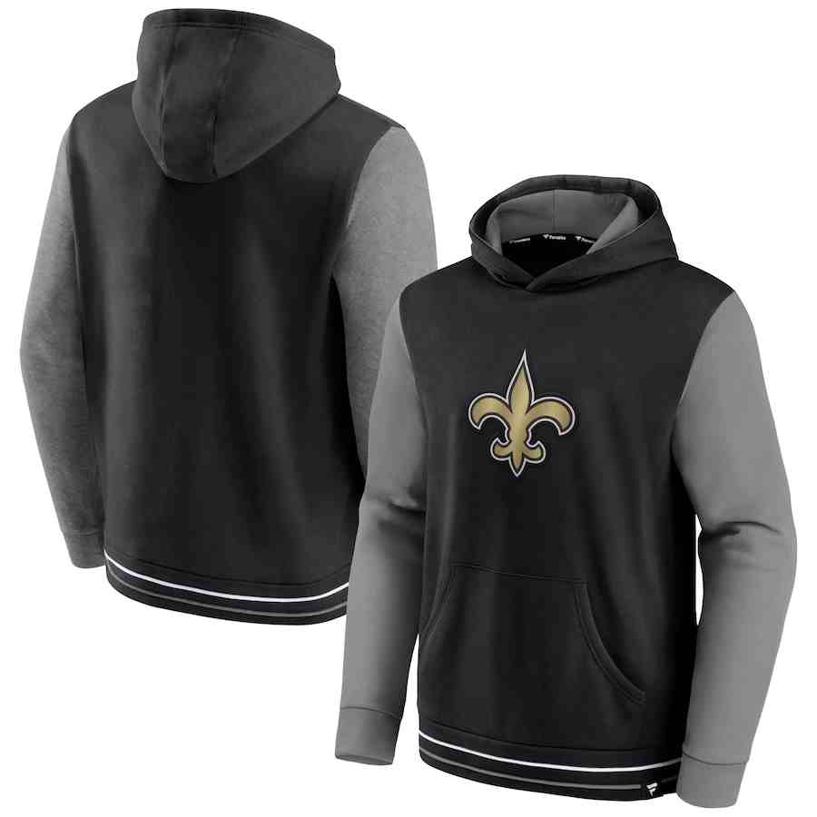 New Orleans Saints Fanatics Branded Block Party Pullover Hoodie - Black&Gray