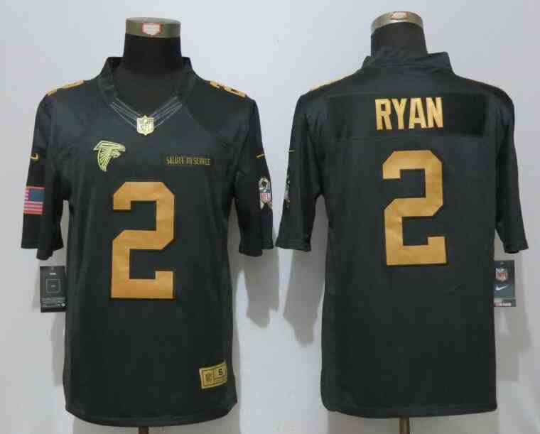 Nike Falcons 2 Matt Ryan Anthracite Gold Salute to Service Limited Jerseys